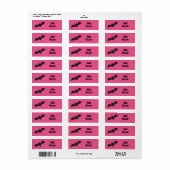 Namensaufkleber eckig - Fledermaus pink schwarz Etiket (Full Sheet)