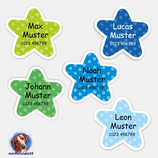 Namensaufkleber Kleine Sterne 2 | Form - Aufkleber Sticker