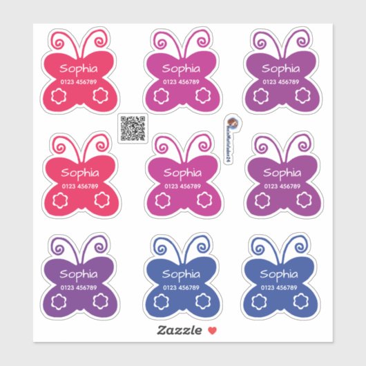 Namenssticker Schmetterlinge | 9 Form - Aufkleber Sticker (Vel)