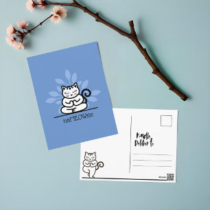 NaMEOWste Schattigee kat in een yoga mediterende p Briefkaart