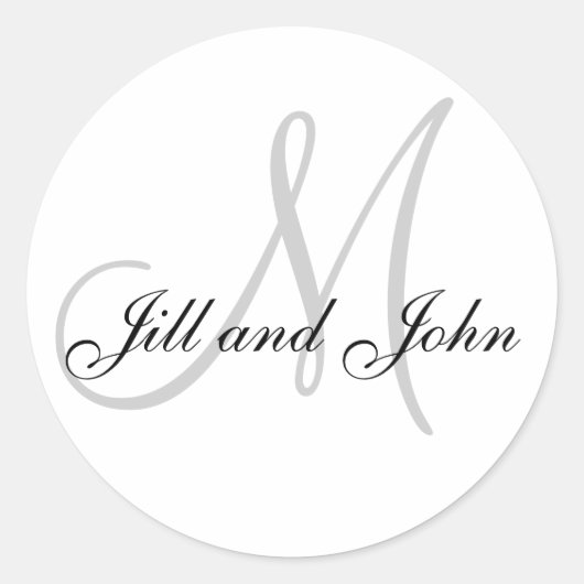Names and Initial Monogram Wedding Favor Stickers (Devant)
