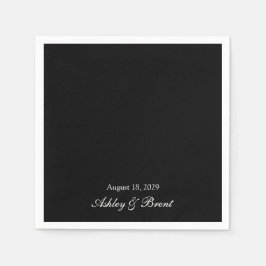 Names and Wedding Date Black and White Servet