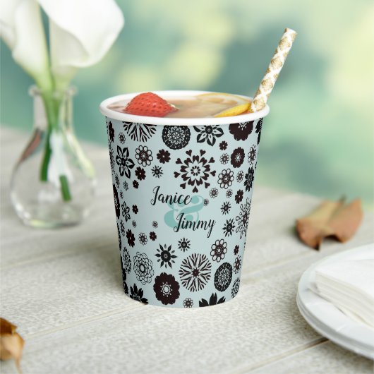  Names Cute Sage Green Floral Pattern Papieren Bekers (Insitu)