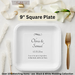 Names Date Message Black White Infinity Scroll, 9" Papieren Bordje