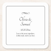 Names Date Message Black White Infinity Scroll,  Vierkante Kartonnen Onderzetter (Voorkant)