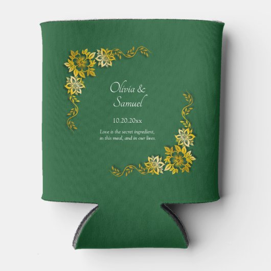 Names Date Message Emerald Green & Gold Blikjeskoeler (Voorkant)