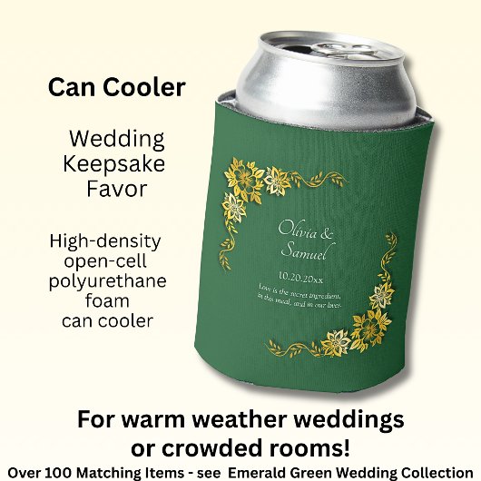 Names Date Message Emerald Green & Gold  Blikjeskoeler