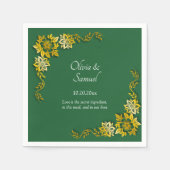 Names Date Message Emerald Green & Gold Cocktail Servet (Voorkant)