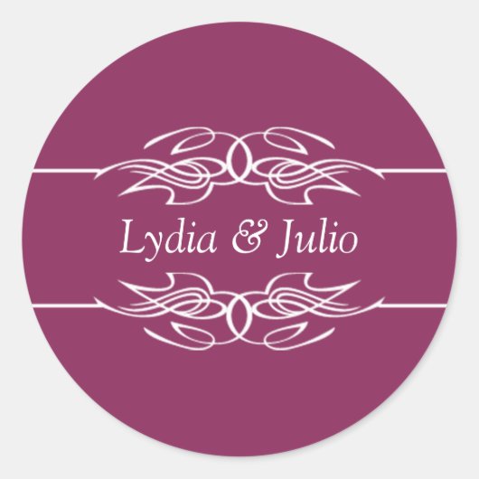 Names Invitation Dark Raspberry Ronde Sticker (Voorkant)