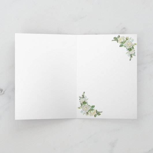 Names & Message on Cobalt Blue & White Roses Bedankkaart (Binnen)