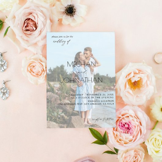 Names Modern Foto 6 Vertical Wedding Kaart