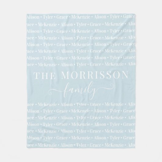 Names Pattern Modern Trendy Script van gezinslid Fleece Deken (Voorkant)