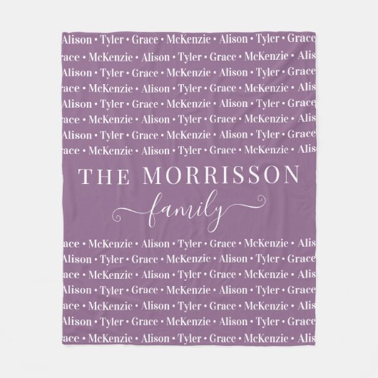 Names Pattern Modern Trendy Script van gezinslid Fleece Deken (Voorkant)
