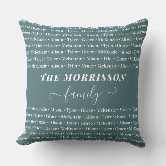 Names Pattern Modern Trendy Script van gezinslid Kussen (Voorkant)