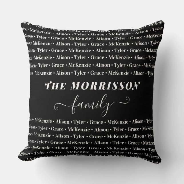 Names Pattern Modern Trendy Script van gezinslid Kussen (Voorkant)