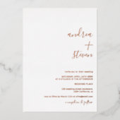 Names script het eenvoudige script roos gold folie uitnodiging (Voorkant)