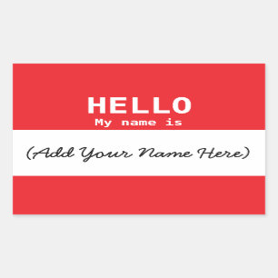 Nametag Gepersonaliseerd Rood voor het Werk of Rechthoekige Sticker