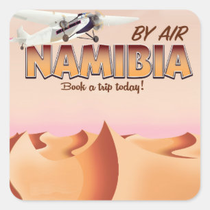 Namibia vintage vluchtposter. vierkante sticker