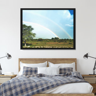 Namibië Dubbele Regenboog Canvas Afdruk