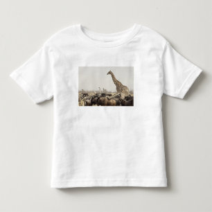 Namibië, Etosha National Park. Een eenzame giraffe Kinder Shirts