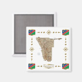 Namibië Map + Flags Magnet Magneet (Voorkant / Achterkant)
