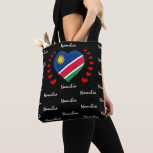 Namibië vlag en hart Namibische vlag mode/sport Draagtas