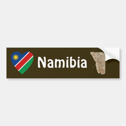 Namibië vlag Heart + Map Bumpersticker (Voorkant)