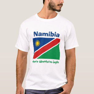 Namibië Vlag + Kaart + Tekst T-shirt