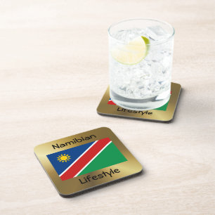 Namibië vlag+Tekst Onderzetter