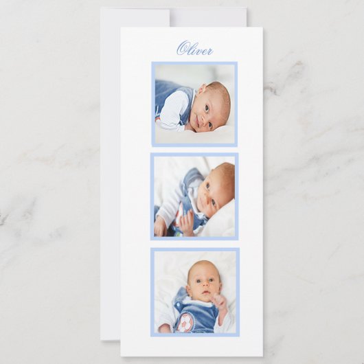 Naming Celebration Photo Baby Blue Invitation (Devant)