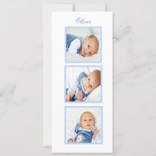 Naming Celebration Photo Baby Blue Invitation Feestdagenkaart