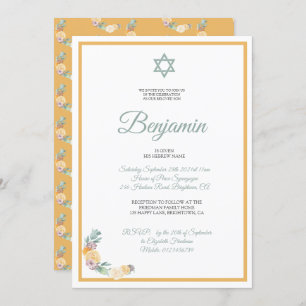 Naming Ceremony Jwish Baby Invitation Kaart