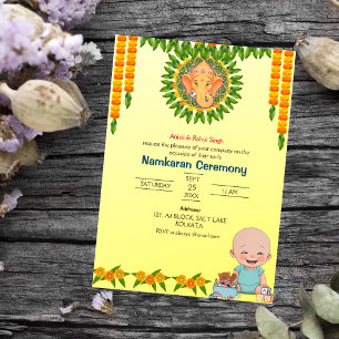 Namkaran Naming Ceremony Gouden Elementen Kaart