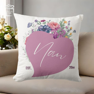 Nan Est 20xx Waterverf Wildbloemen Hart Kussen