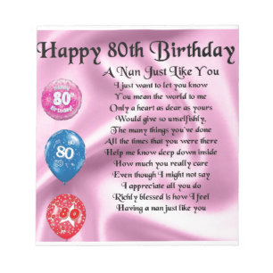 Nan Poem - 80th Birthday Notitieblok