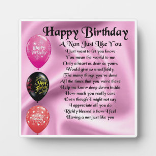 Nan Poem Plaque - Happy Birthday Fotoplaat
