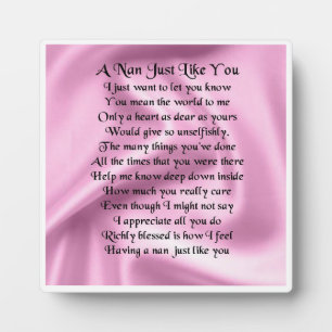 Nan Poem Plaque - Roze zijderijontwerp Fotoplaat
