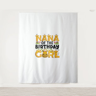 Nana 1e verjaardag meisje giraffe thema feest dier wandkleed