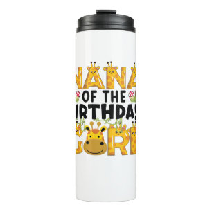 Nana 1e Verjaardag Meisje Giraffe Theme Party Zoo Thermosbeker