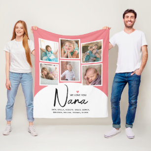 Nana 6 Fotocollage Modern Script Roze Fleece Deken