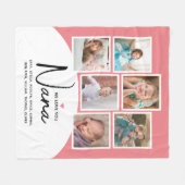 Nana 6 Fotocollage Modern Script Roze Fleece Deken (Voorkant (Horizontaal))