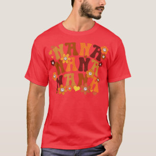 Nana Autumn Retro Groovy Hippie Heart Flor T-shirt