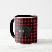 Nana Beer Black in Red Rustic Buffalo Check Pset Mok (Voorkant links)