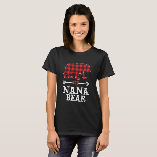 Nana Beer Kerstmis Pajama Red Pset Buffalo T-shirt (Voorkant volledig)