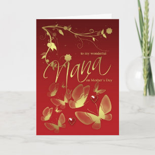 Nana Carte Fête des Mères Fleurs et Papillons
