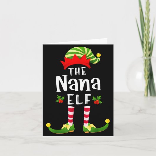 Nana Christmas Elf Matching Pajama X-mas Party Kaart (Voorkant)
