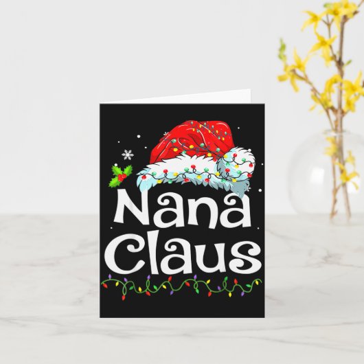 Nana Claus Christmas Pajama Family Matching Xmas L Kaart (Gele Bloem)