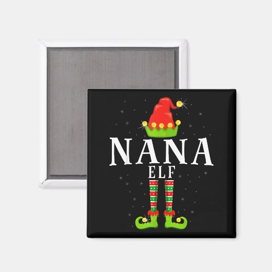 Nana Elf Christmas Matching Xmas Pajama Magneet (Voorkant / Achterkant)