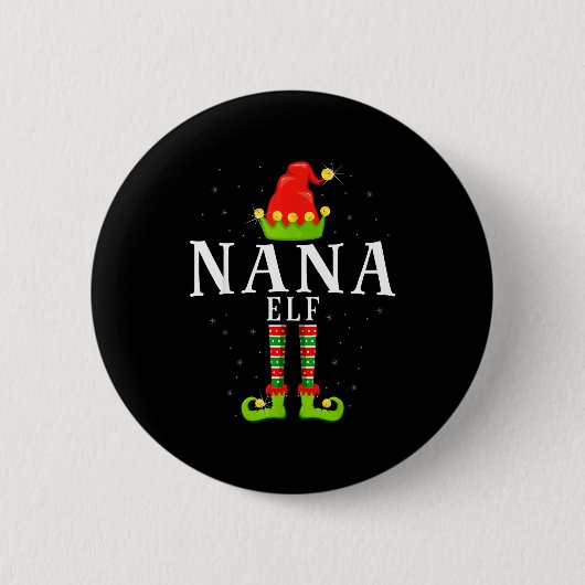 Nana Elf Christmas Matching Xmas Pajama Ronde Button 5,7 Cm (Voorkant)