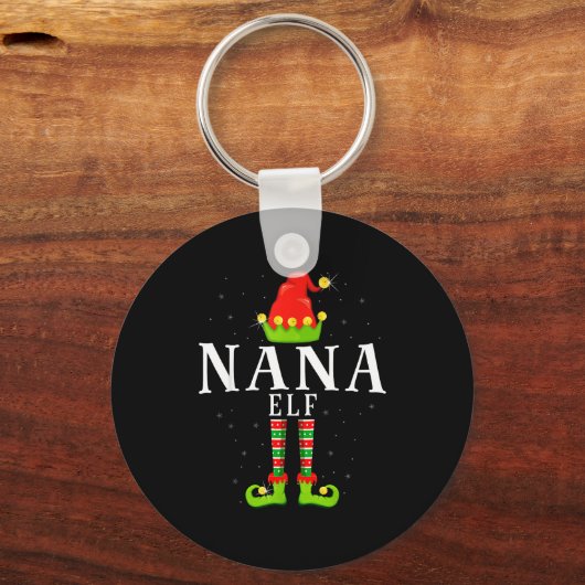 Nana Elf Christmas Matching Xmas Pajama Sleutelhanger (Voorkant)